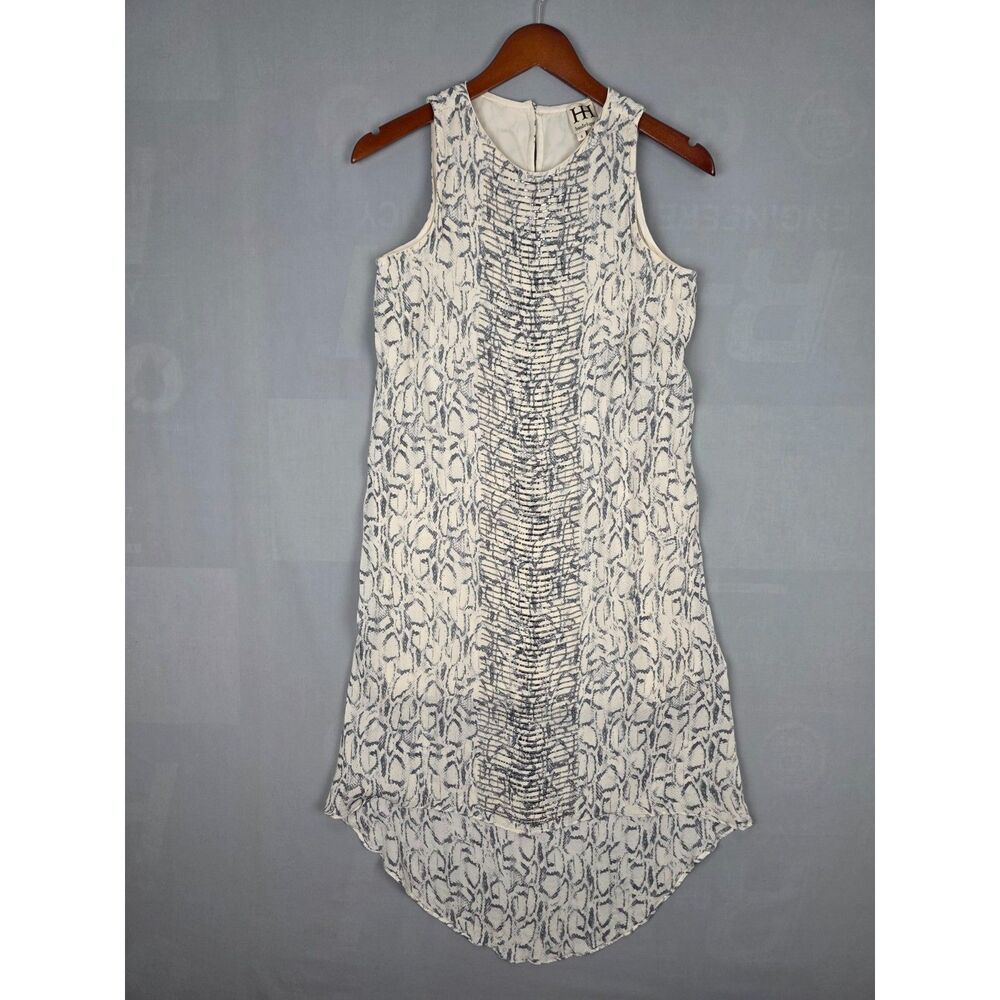 Haute Hippie 100% Silk Dress Small Snakeskin Sheath Beading Flapper Hi lo